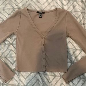 Brown Crop Shirt Long Sleeves